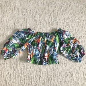 Tropical summer Vacation top/ off shoulder  - size SMALL